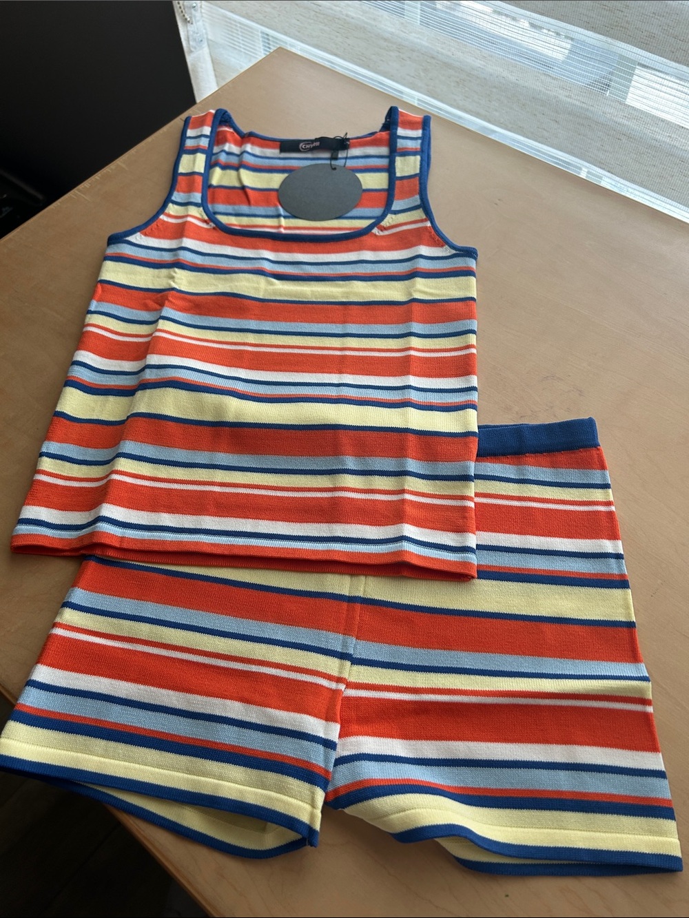 Womens Striped Tank & Shorts Set - Multicolor